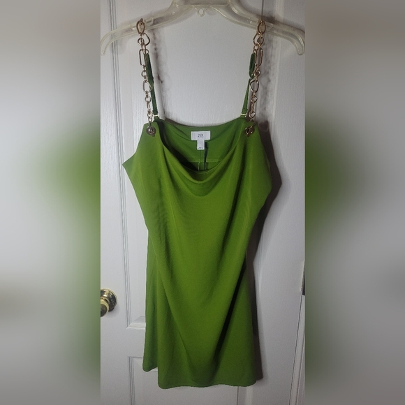 GAP x CULT GAIA Green Chain Strap Slip Mini Dress. Sz L. NWT - Picture 12 of 15